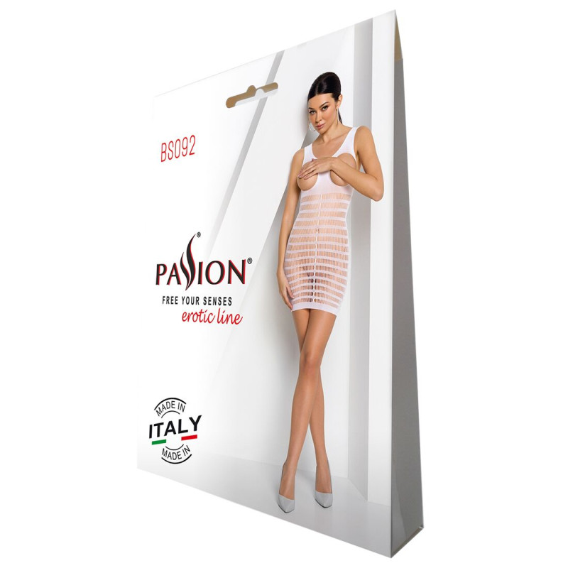 Бодистокинг-платье с открытой грудью Passion BS092 white Бодистокинг-платье с открытой грудью Passion BS092 white