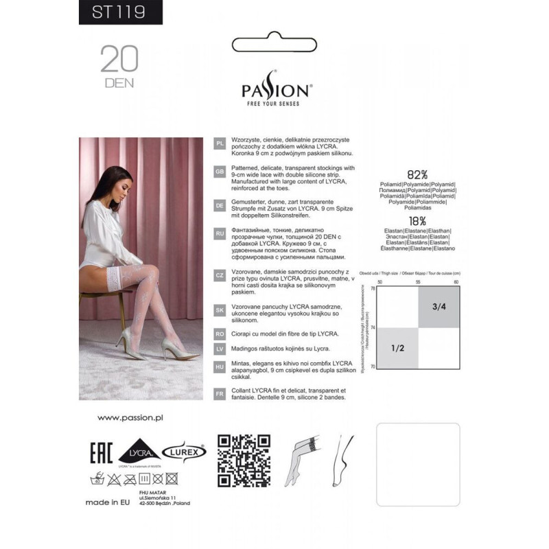 Чулки Passion ST119 белые 3/4 Чулки Passion ST119 белые 3/4