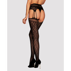 Сітчасті панчохи-стокінги під леопард Obsessive Garter stockings S817 чорні S/M/L