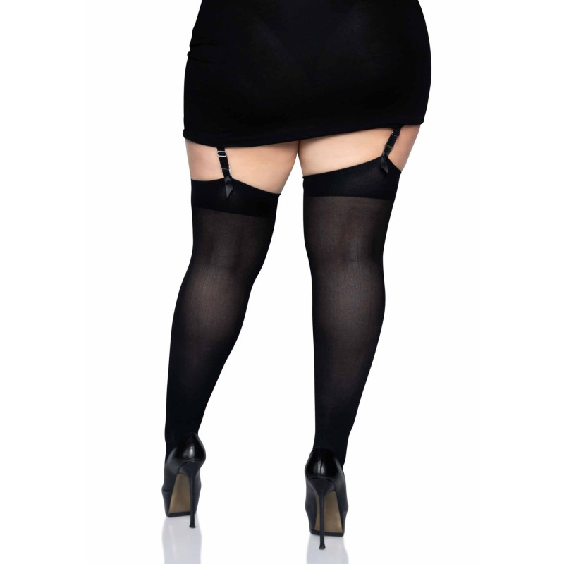Плотные непрозрачные чулки Leg Avenue Opaque Nylon Thigh Highs Black plus size Плотные непрозрачные чулки Leg Avenue Opaque Nylon Thigh Highs Black plus size