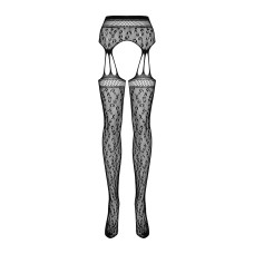 Сітчасті панчохи-стокінги під леопард Obsessive Garter stockings S817 чорні S/M/L