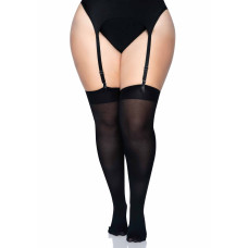 Плотные непрозрачные чулки Leg Avenue Opaque Nylon Thigh Highs Black plus size