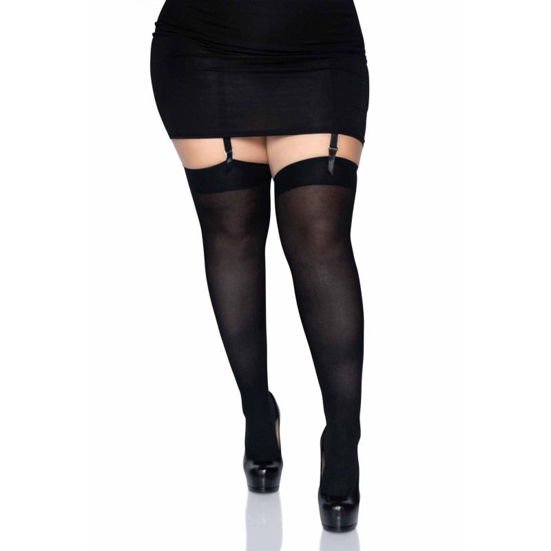 Плотные непрозрачные чулки Leg Avenue Opaque Nylon Thigh Highs Black plus size Плотные непрозрачные чулки Leg Avenue Opaque Nylon Thigh Highs Black plus size