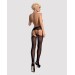 Чулки-стокинги с растительным рисунком Obsessive Garter stockings S206 черные S/M/L