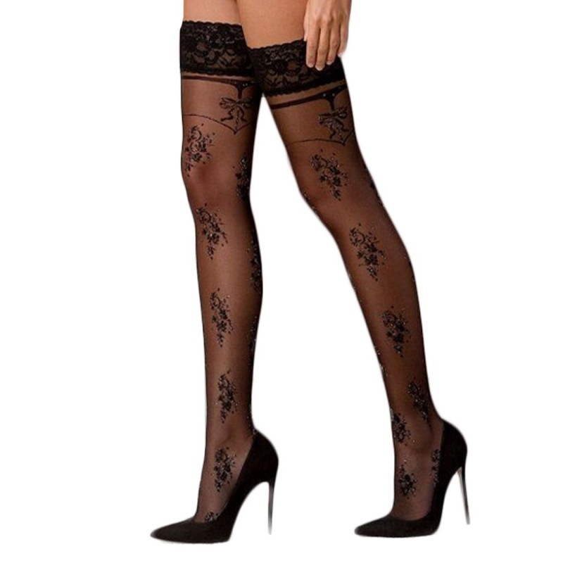 Чулки Passion ST119 черные 1/2 Чулки Passion ST119 черные 1/2