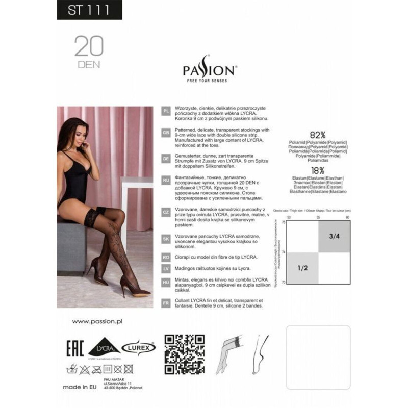 Черные чулки с эффектом татуировки Passion ST111 nero 1/2 (20 den) Черные чулки с эффектом татуировки Passion ST111 nero 1/2 (20 den)