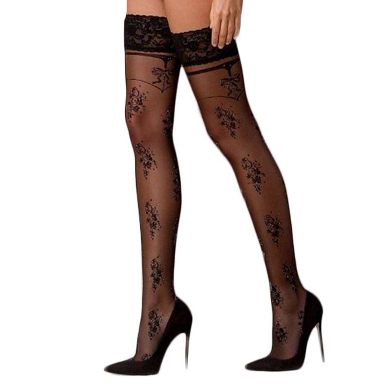 Чулки Passion ST119 черные 3/4 Чулки Passion ST119 черные 3/4