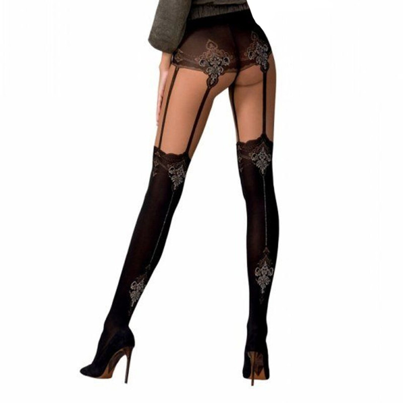 Колготки с эффектом чулок на подвязках Passion TI112 nero-gold 3/4 (60/20 den) Колготки с эффектом чулок на подвязках Passion TI112 nero-gold 3/4 (60/20 den)