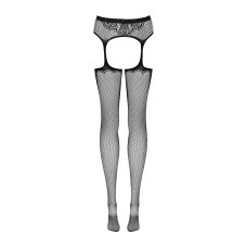 Сетчатые чулки-стокинги с узором на ягодицах Obsessive Garter stockings S232 черные S/M/L