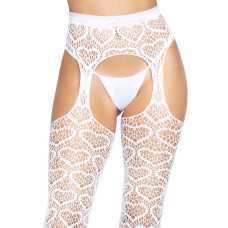 Ажурные колготки с сердечками Leg Avenue Heart White one size