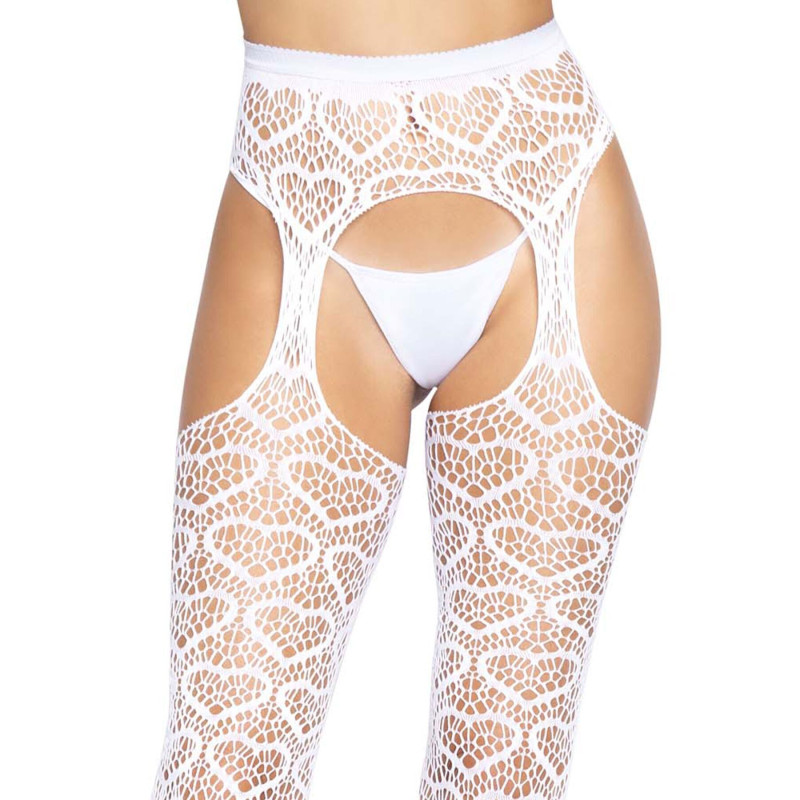 Ажурные колготки с сердечками Leg Avenue Heart White one size Ажурные колготки с сердечками Leg Avenue Heart White one size