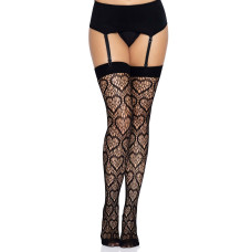 Ажурные чулки с сердечками Leg Avenue Heart Black one size
