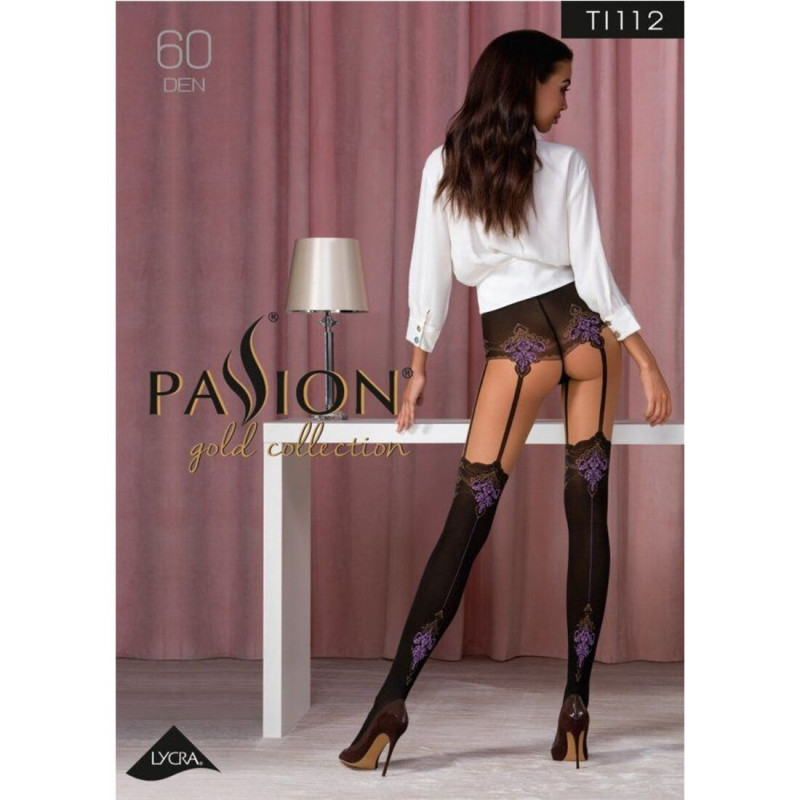 Колготки с эффектом чулок на подвязках Passion TI112 nero-violet 3/4 (60/20 den) Колготки с эффектом чулок на подвязках Passion TI112 nero-violet 3/4 (60/20 den)