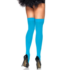 Плотные неоновые чулки Leg Avenue Nylon Thigh Highs Neon Blue one size