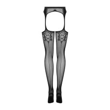 Сетчатые чулки-стокинги со стрелкой Obsessive Garter stockings S314 черные S/M/L