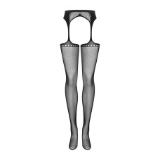 Сетчатые чулки-стокинги со стрелкой Obsessive Garter stockings S314 черные S/M/L