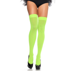 Плотные неоновые чулки Leg Avenue Nylon Thigh Highs Neon Green one size