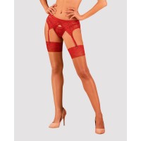 Чулки Obsessive Lacelove stockings красные XL/2XL