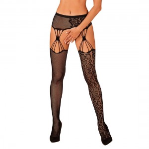 Эротические колготки-бодистокинг Obsessive Garter stockings S821 черные S/M/L