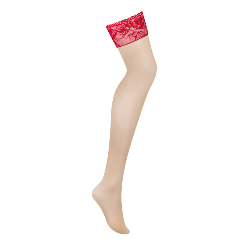 Чулки Obsessive Lacelove stockings красные XL/2XL Чулки Obsessive Lacelove stockings красные XL/2XL