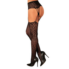 Эротические колготки-бодистокинг Obsessive Garter stockings S821 черные S/M/L