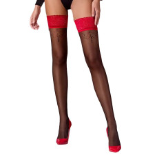 Чулки Passion ST120 черно-красные 1/2