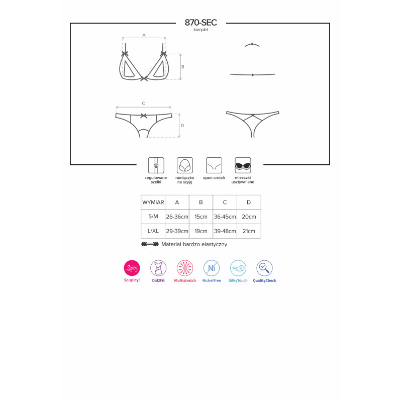 Комплект Obsessive 870-SEC-3 Красный L/XL