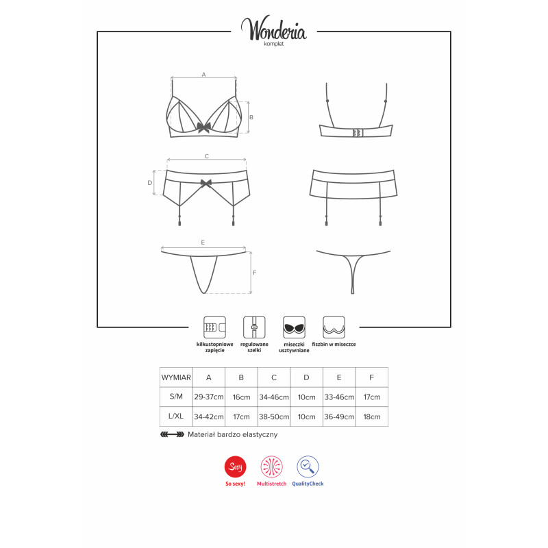 Комплект Obsessive Wonderia Черный S/M Комплект Obsessive Wonderia Черный S/M