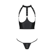 Комплект белья с открытой грудью Passion GENEVIA SET WITH OPEN BRA black XXL/XXXL