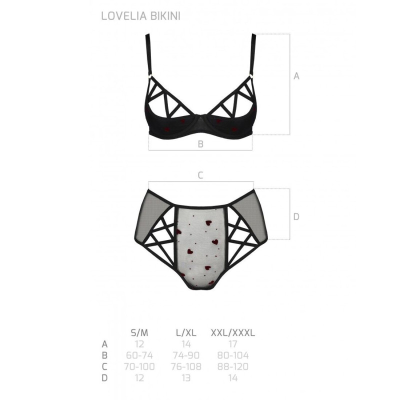 Еротичний комплект з малюнком Passion LOVELIA BIKINI black S/M