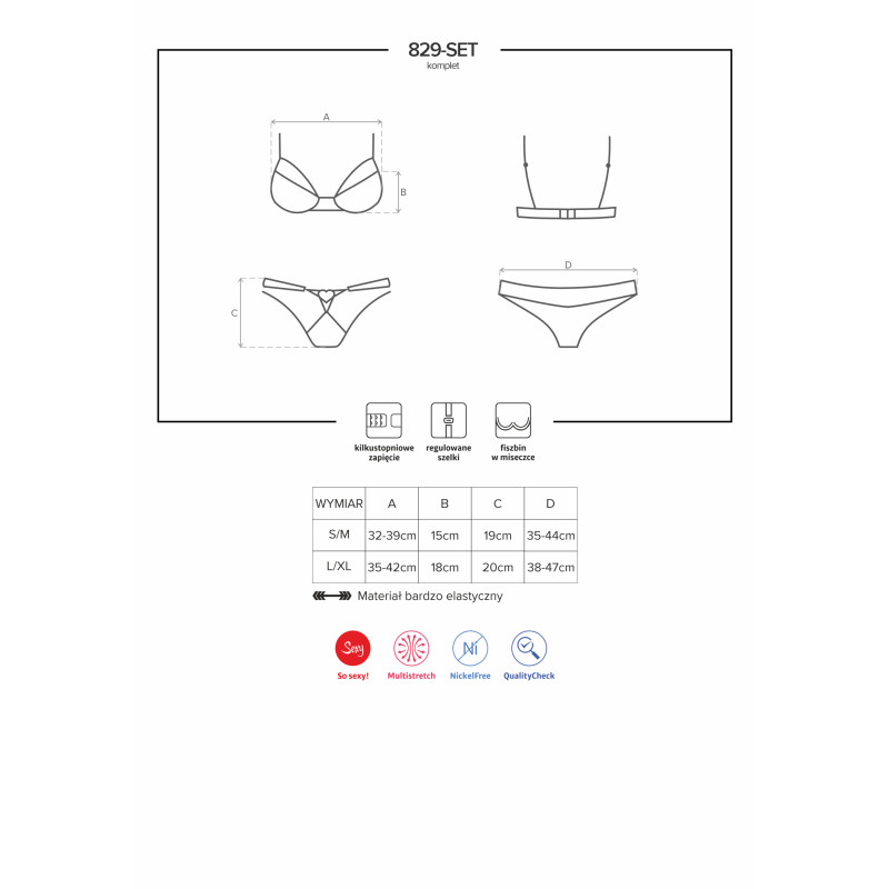 Комплект Obsessive 829-SET-3 Красный S/M Комплект Obsessive 829-SET-3 Красный S/M