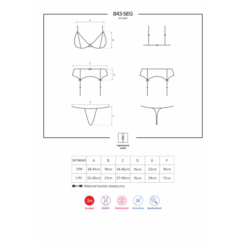 Комплект Obsessive 843-SEG-2 Білий S/M