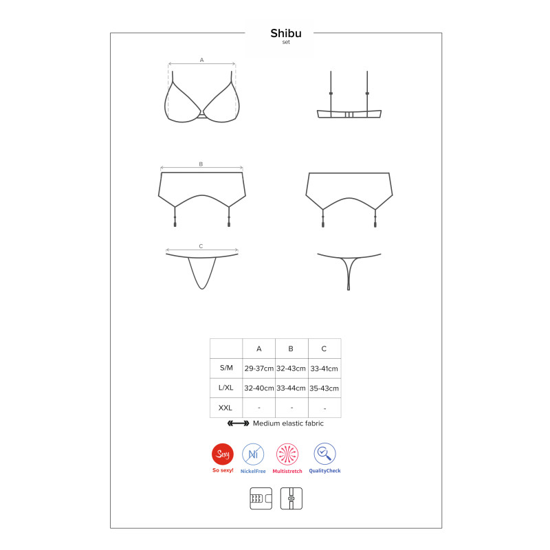 Комплект Obsessive Shibu Чорний S/M Комплект Obsessive Shibu Чорний S/M