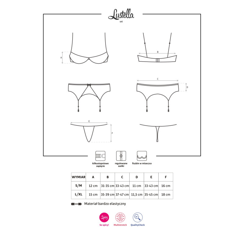 Комплект Obsessive Lustella Чорний S/M