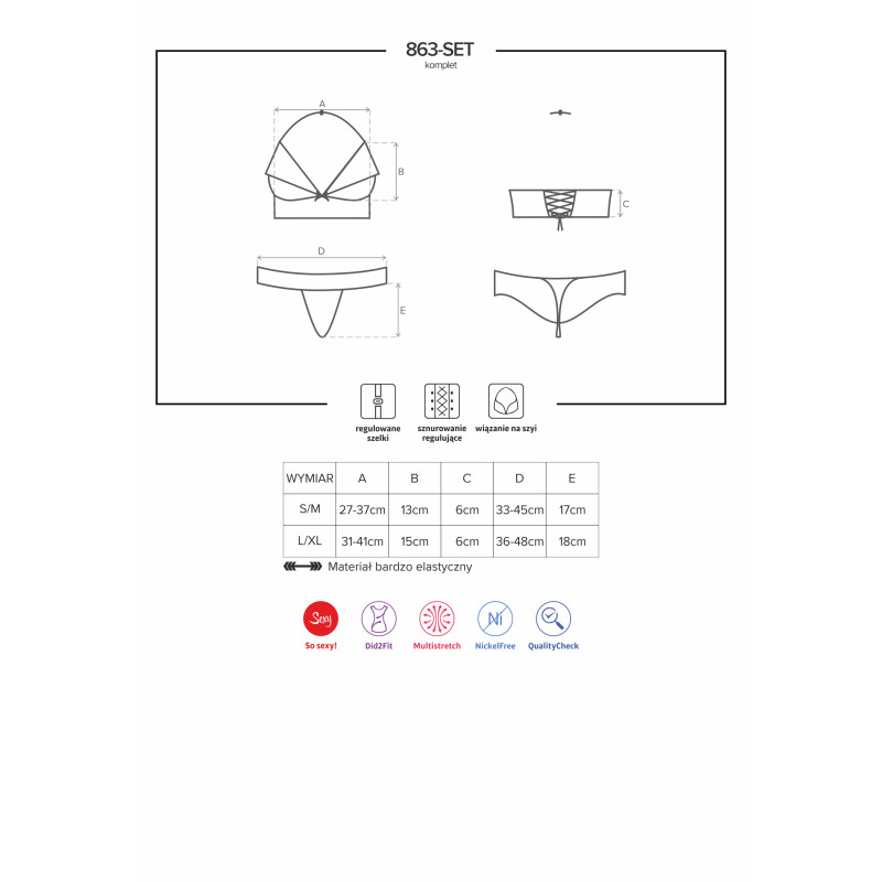 Комплект Obsessive 863-SET-3 Красный L/XL