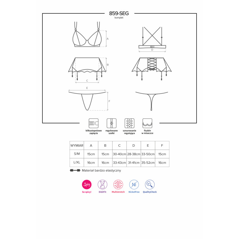Комплект Obsessive 859-SEG-1 Черный L/XL Комплект Obsessive 859-SEG-1 Черный L/XL