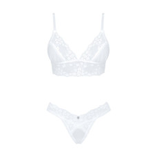 Еротичний комплект Obsessive Heavenlly 2-pcs set бюстгальтер і танга білий XL/2XL