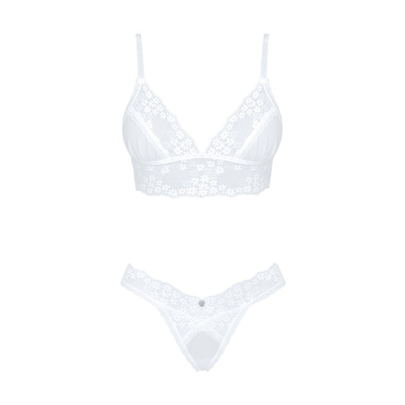 Еротичний комплект Obsessive Heavenlly 2-pcs set бюстгальтер і танга білий XL/2XL Еротичний комплект Obsessive Heavenlly 2-pcs set бюстгальтер і танга білий XL/2XL
