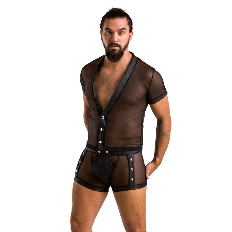 Комплект сетчатого мужского белья Passion 052 Set Michael black XXL/XXXL