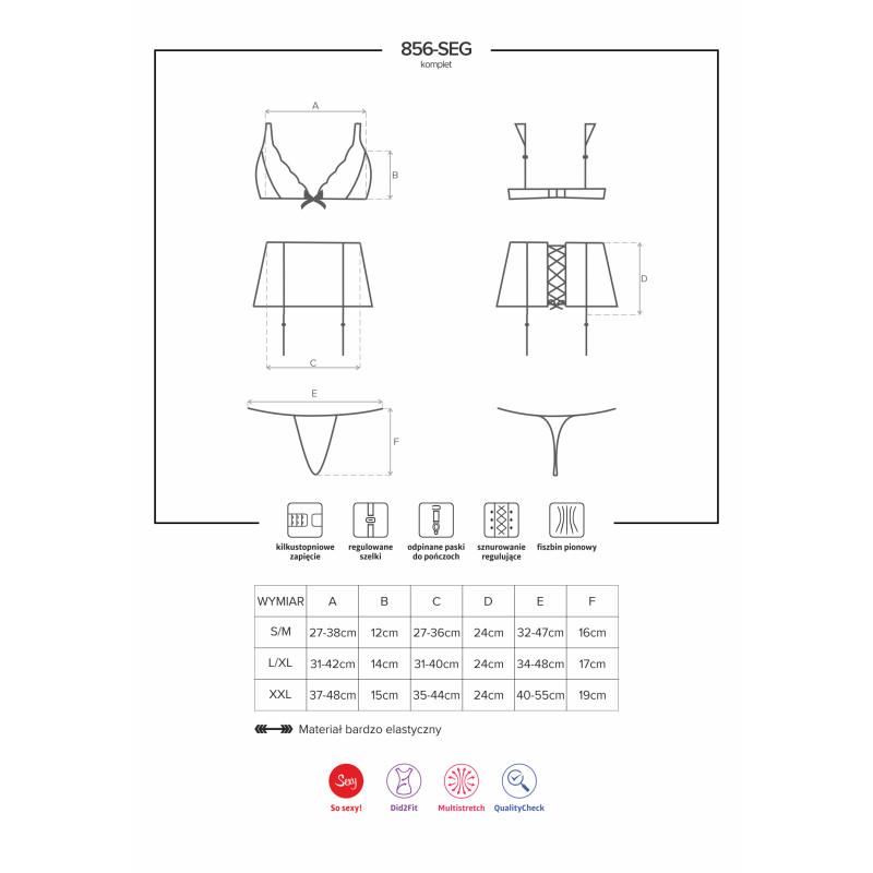 Комплект Obsessive 856-SEG-1 Черный L/XL