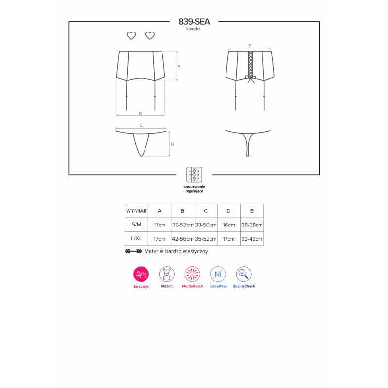 Комплект Obsessive 839-SEA-1 Черный L/XL