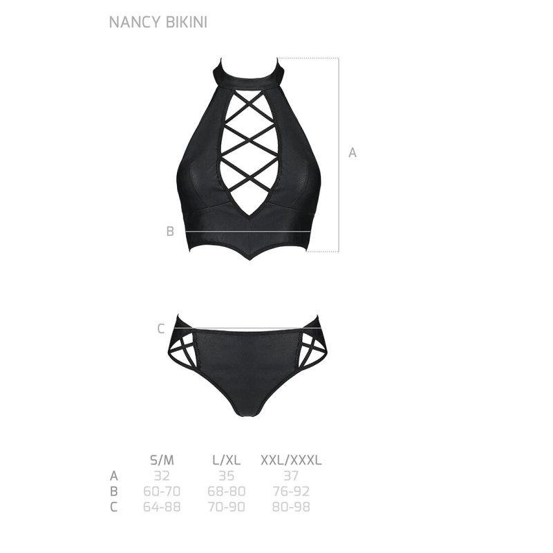 Комплект из эко-кожи Passion Nancy Bikini black S/M Комплект из эко-кожи Passion Nancy Bikini black S/M