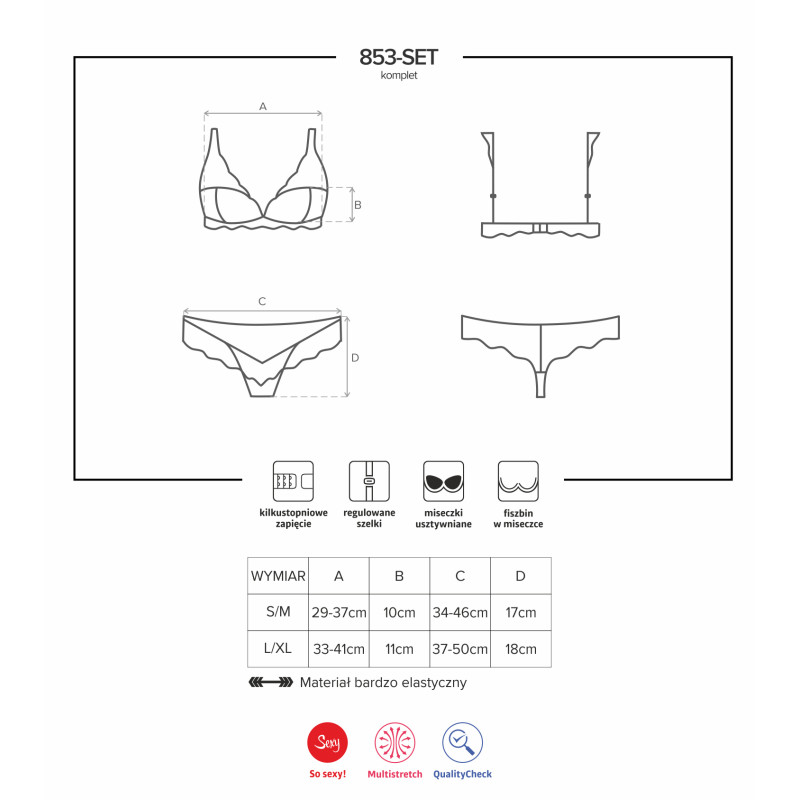 Комплект Obsessive 853-SET-3 Красный L/XL