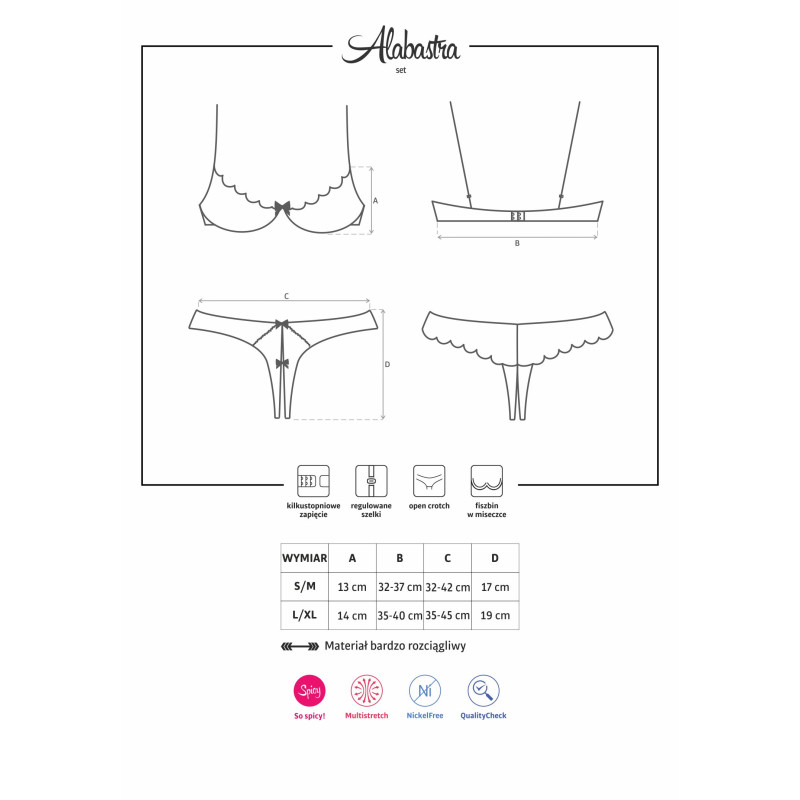 Комплект Obsessive Alabastra Білий S/M Комплект Obsessive Alabastra Білий S/M