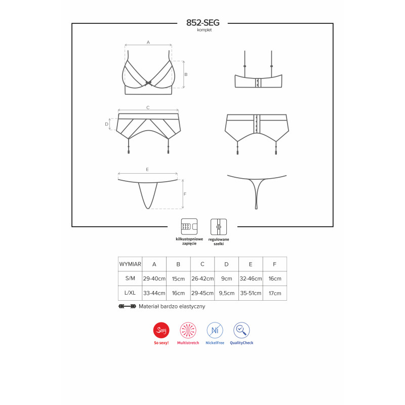 Комплект Obsessive 852-SEG-1 Черный L/XL