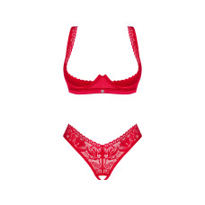 Obsessive Lacelove cupless 2-pcs set красный XS/S
