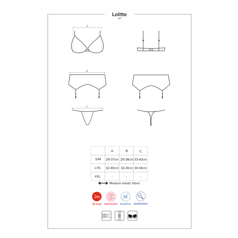 Комплект Obsessive Lolitte Чорний S/M Комплект Obsessive Lolitte Чорний S/M