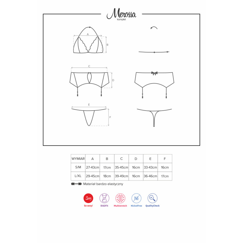 Комплект Obsessive Merossa Черный S/M