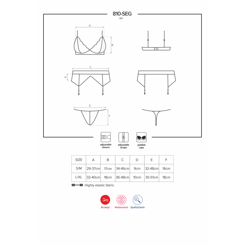 Комплект Obsessive 810-SEG-2 Белый L/XL