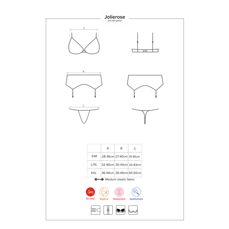 Комплект Obsessive Jolierose Красный L/XL